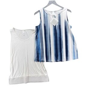 Wynne Layers Womens Lot of‎ 2 Tank Tops Size S Tie Dye Blue White Office Basics